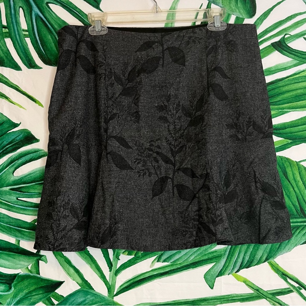 Banana Republic 14 Grey Black Floral Wool Blend Spring Summer Lined Mini Skirt - Picture 3 of 9